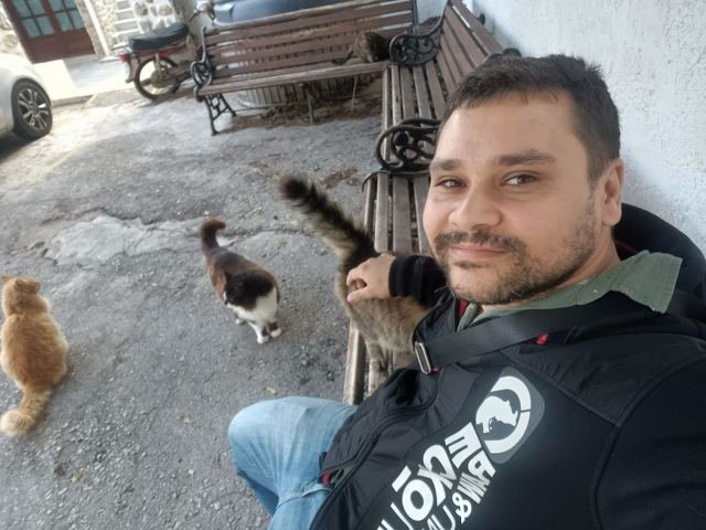 Selfie com os gatos da ilha